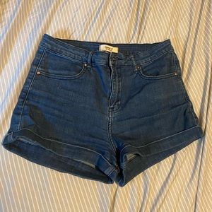 High-waisted denim shorts